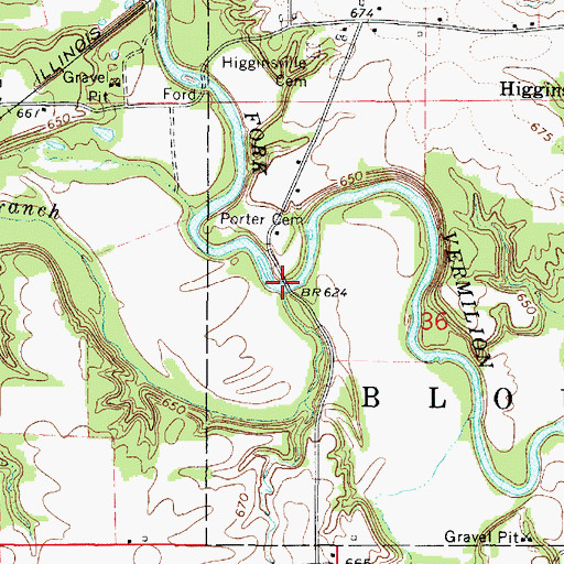 Topographic Map of Collison Branch, IL