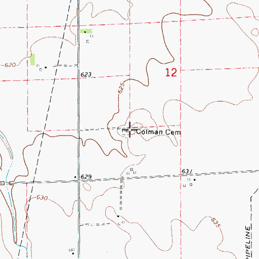 Topographic Map of Coleman Cemetery, IL