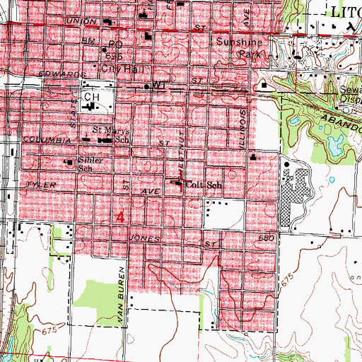 Topographic Map of J D Colt Elementary School, IL