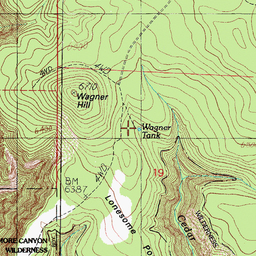 Topographic Map of Wagner Tank, AZ
