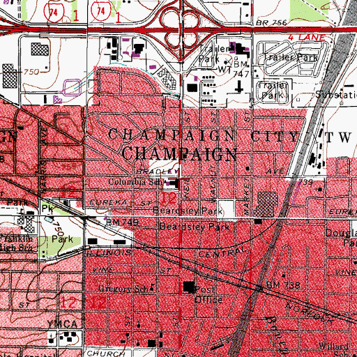 Topographic Map of Columbia Elementary School, IL