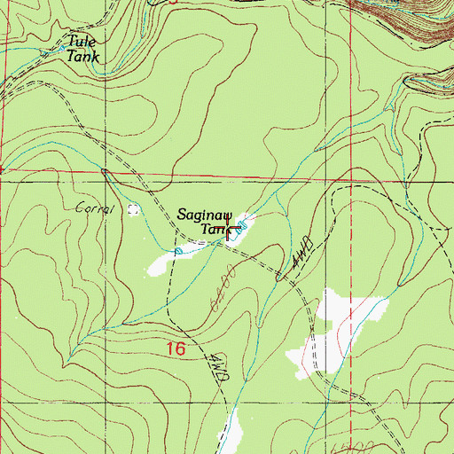 Topographic Map of Saginaw Tank, AZ