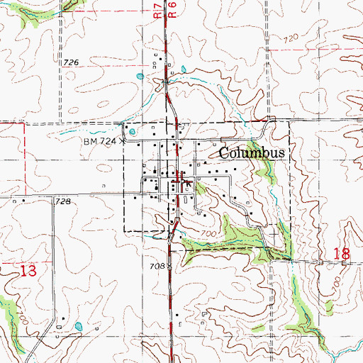 Topographic Map of Columbus, IL