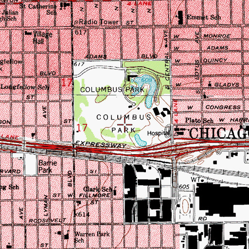 Topographic Map of Columbus Park, IL