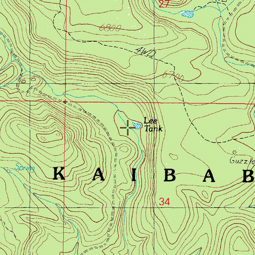 Topographic Map of Lee Tank, AZ