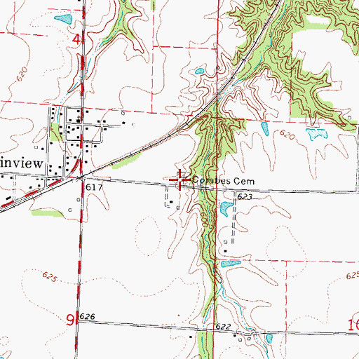 Topographic Map of Combes Cemetery, IL