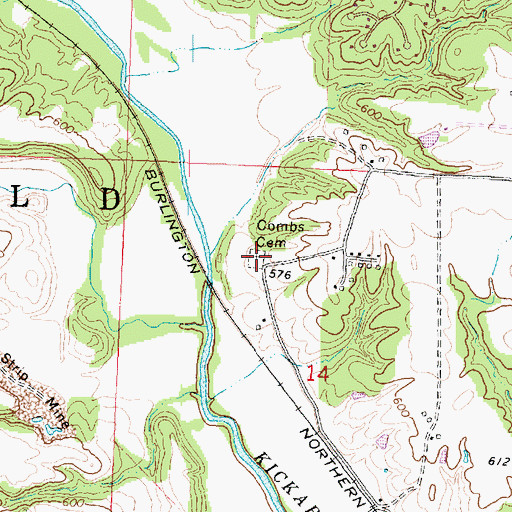 Topographic Map of Combs Cemetery, IL