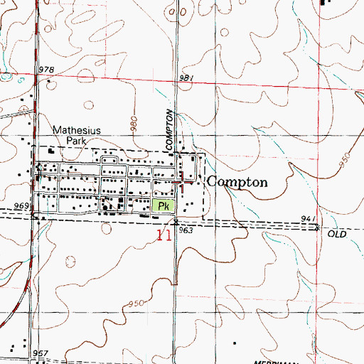 Topographic Map of Compton, IL