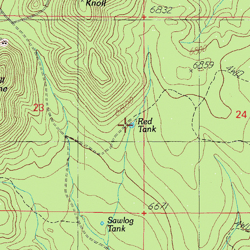 Topographic Map of Red Tank, AZ