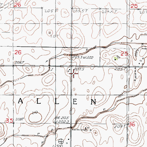 Topographic Map of Conard School (historical), IL