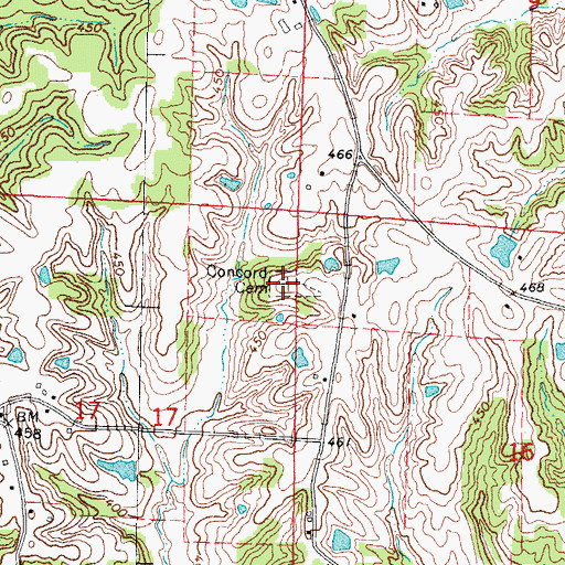 Topographic Map of Concord Cemetery, IL