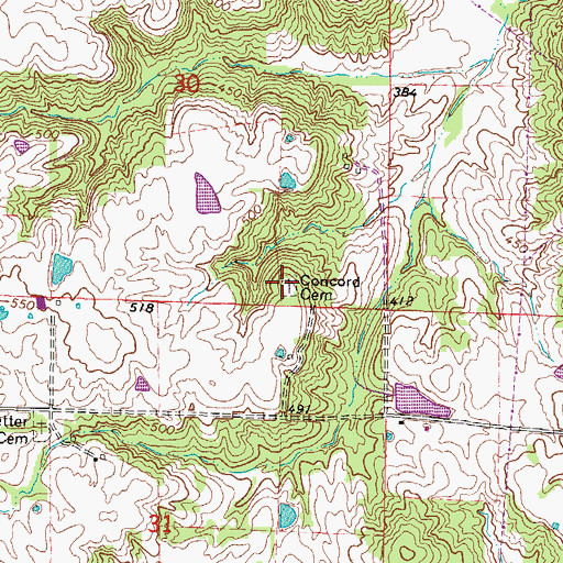 Topographic Map of Concord Cemetery, IL