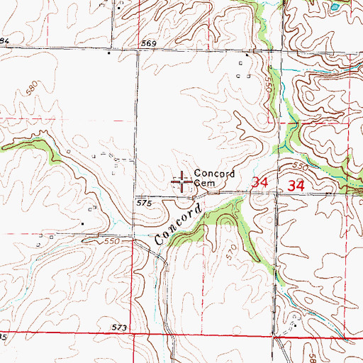 Topographic Map of Concord Cemetery, IL