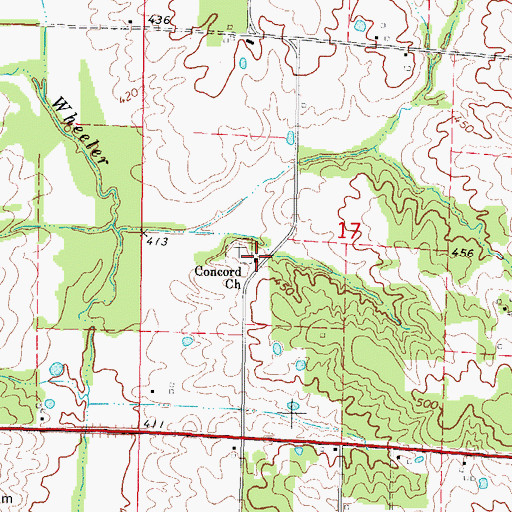 Topographic Map of Concord Church, IL