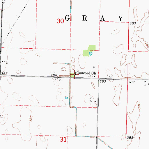 Topographic Map of Concord Church, IL