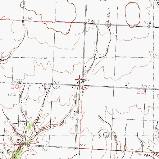Topographic Map of Concord Church (historical), IL