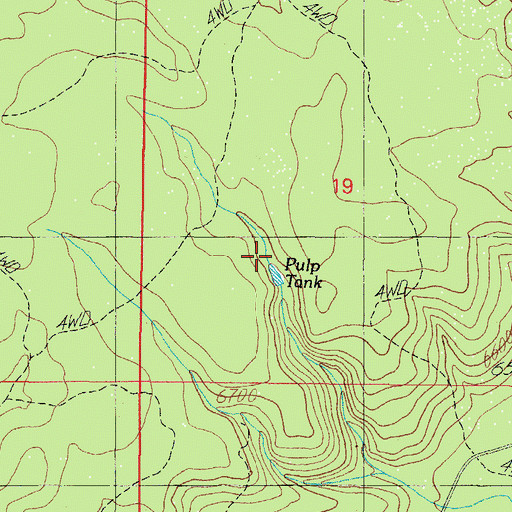 Topographic Map of Pulp Tank, AZ