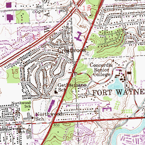 Topographic Map of Concordia Theological Seminary, IN