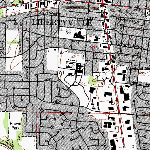 Topographic Map of Condell Medical Center, IL