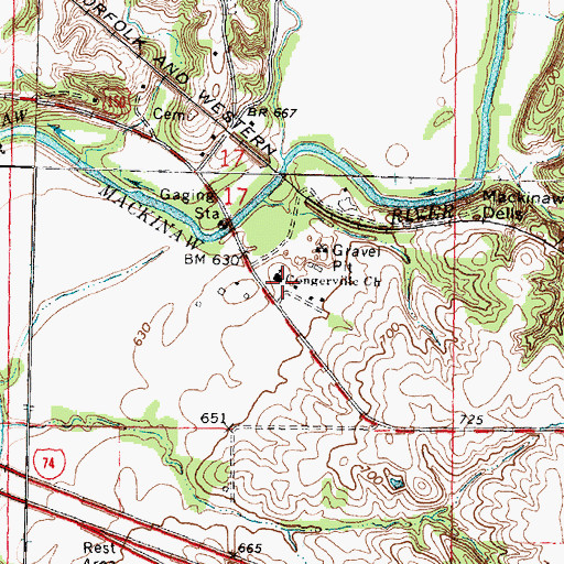 Topographic Map of Congerville Church, IL