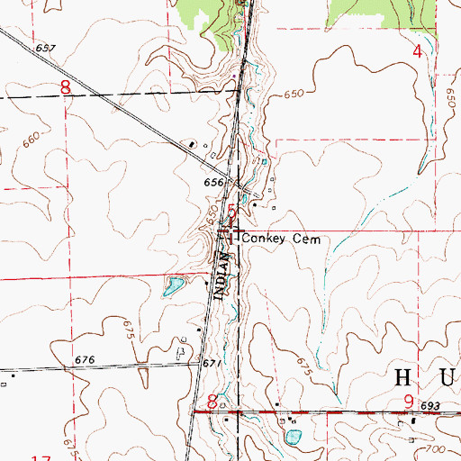Topographic Map of Conkey Cemetery, IL
