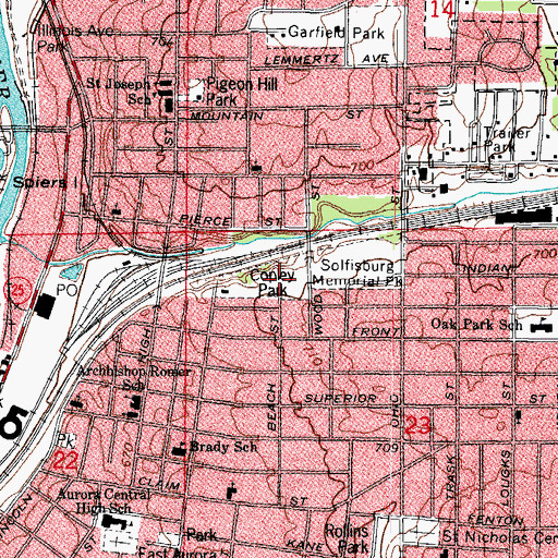 Topographic Map of Copley Park, IL