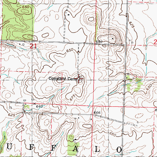 Topographic Map of Constant Cemetery, IL