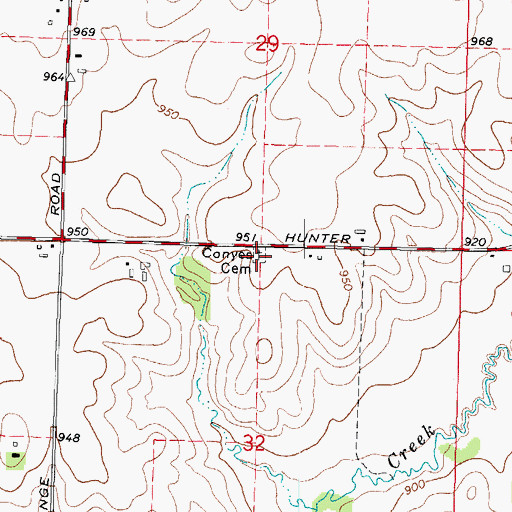 Topographic Map of Tound Prairie Cemetery, IL