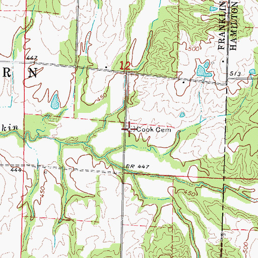 Topographic Map of Cook Cemetery, IL