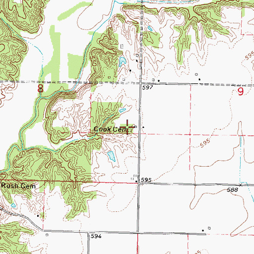 Topographic Map of Cook Cemetery, IL