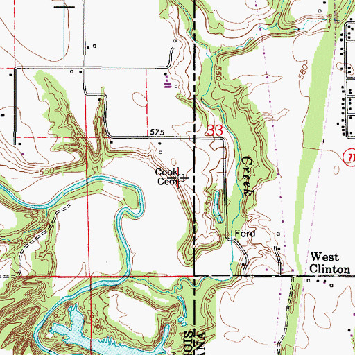 Topographic Map of Cook Cemetery, IL