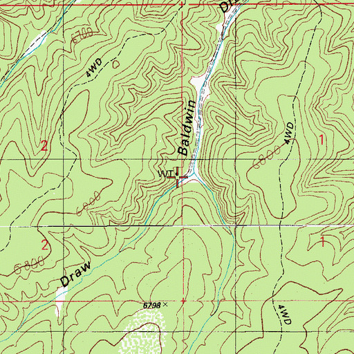 Topographic Map of Baldwin Trick Tank, AZ