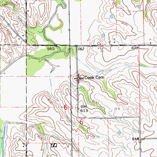 Topographic Map of Cook Cemetery, IL
