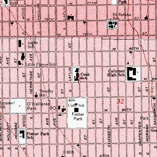 Topographic Map of Cook Elementary School, IL