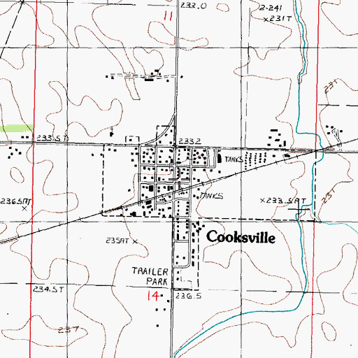 Topographic Map of Cooksville, IL