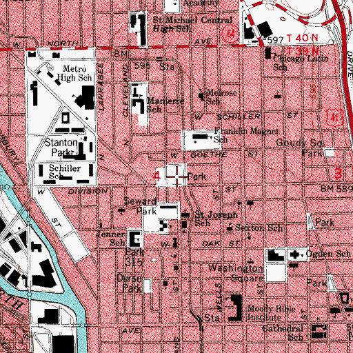 Topographic Map of Cooley Vocational High School, IL
