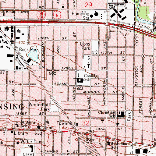 Topographic Map of Coolidge Elementary School, IL