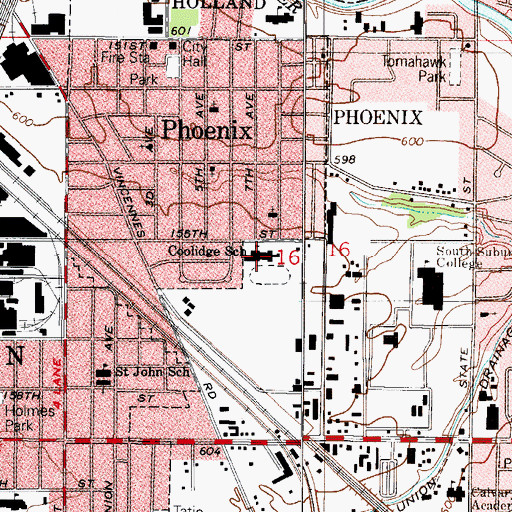 Topographic Map of Coolidge School, IL