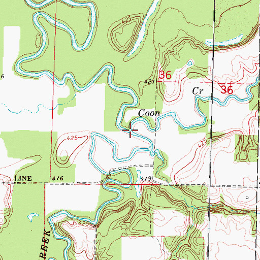 Topographic Map of Coon Creek, IL