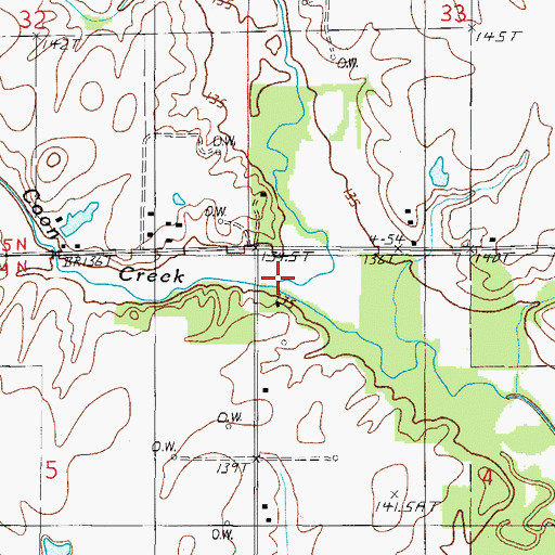 Topographic Map of Coon Creek, IL