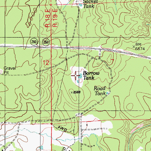 Topographic Map of Borrow Tank, AZ