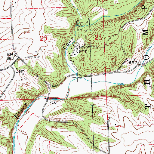 Topographic Map of Coon Creek, IL