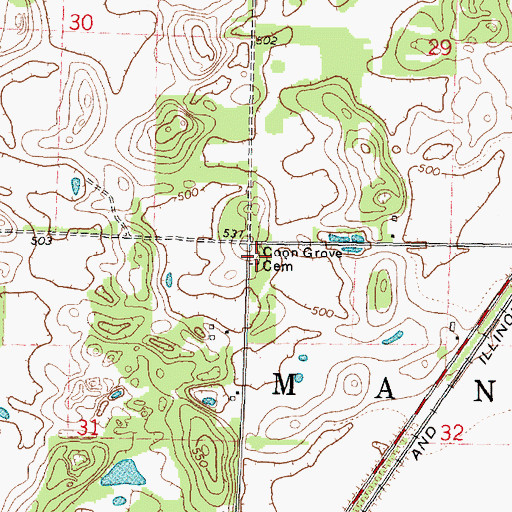 Topographic Map of Coon Grove Cemetery, IL