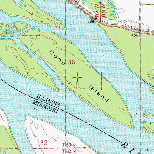Topographic Map of Coon Island, IL