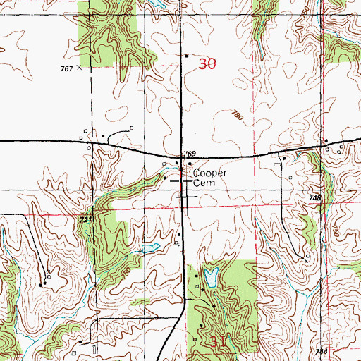 Topographic Map of Cooper Cemetery, IL