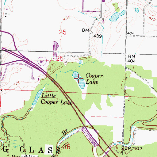 Topographic Map of Cooper Lake, IL