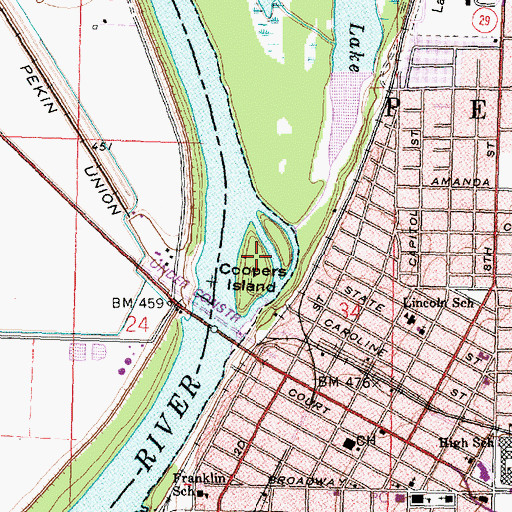 Topographic Map of Coopers Island, IL