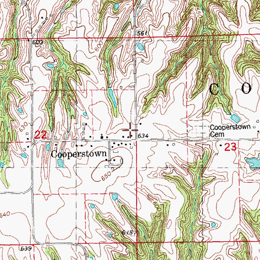 Topographic Map of Cooperstown, IL