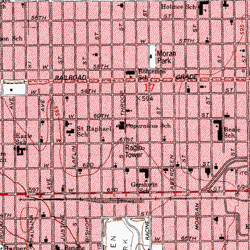 Topographic Map of Copernicus Elementary School, IL