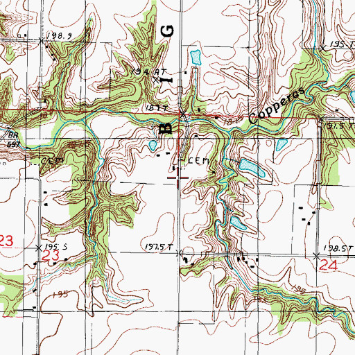 Topographic Map of Copperas School (historical), IL